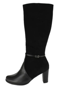 *** MODEL TĘGA ŁYDKA / FK 9540 z cienkim paskiem / kozaki skóra naturalna / obcas 5,5-8 cm / rozmiar 36-45