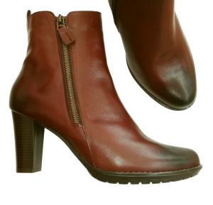 *** Model tęga stopa *** FK  9709 podeszwa GRUBA ZIMOWA / skóra naturalna / botki z suwakiem / obcas 6-8 cm / rozmiar 42-45