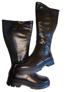 *** TĘGA ŁYDKA REGULOWANA *** FK  9610  kozaki z regulowaną   tęgością - guma karbowana /  Wersja nr 2  na łydkę  47-52  cm / rozmiar 42-46  