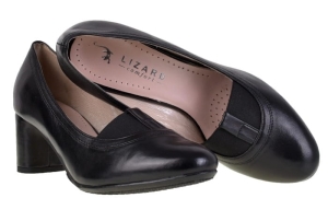 TĘGIE- szerokie KOPYTO Komfort / LIZ 5114  K + GUMA  elastyczna   / nosek okrągły / obcas ok. 5,5 / różne kolory skóry / rozmiar 42-45 