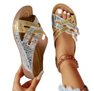 >>>BUTIK - Duże Buty  / KLAPKI  XXL - TĘGA  STOPA  / złoto-srebrne  / nr    45/46 - jeden  rozmiar - całkowita  długość  wyściółki  30,2 cm 