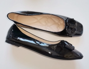 >>> BUTIK - Buty GOTOWE / Baleriny skóra EKO czarny lakier  / Nr 44/45  - całkowita  długość 29 cm 