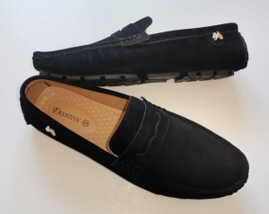 >>> BUTIK - Buty GOTOWE / Mokasyny  EKO czarny zamsz sztuczny   / Nr 46  - całkowita  długość 30.5 cm