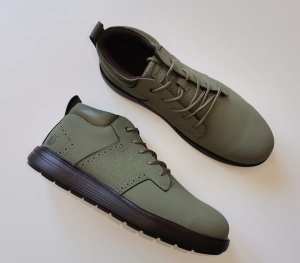 >>> BUTIK  -   Buty  GOTOWE / Botki  na sportowej podeszwie- skóra naturalna  khaki-zielona / rozmiar 45/ długość  wkładki 29,5 cm 