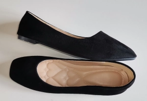 BUTIK  -   Buty  GOTOWE /  Elastyczne , miękkie ,wygodne/ BALERINKI  ekoskóra - zamsz czarny   -  rozmiar : 43   Całkowita  długość  wkładki   28,0