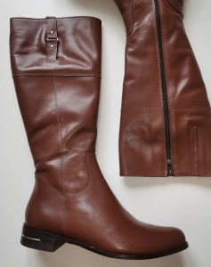 % TANIEJ  Jesień-zima /  Kozaki  9410 - skóra naturalna  brązowa / nr 44- całkowita  długość  29,5 cm